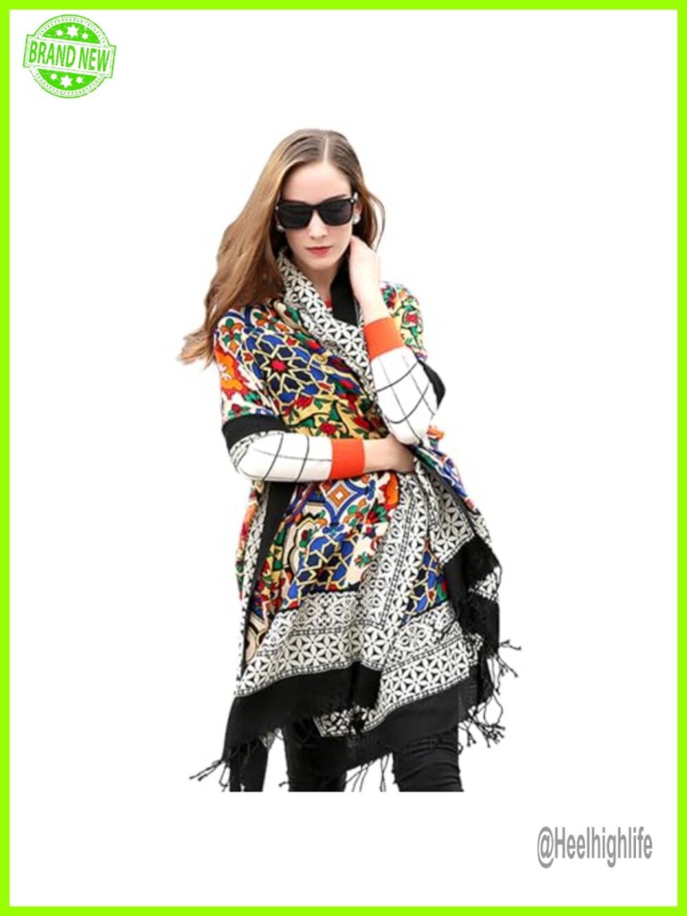 100% Merino Wool Oversized Pashmina Wrap Shawl Women Travel Blanket